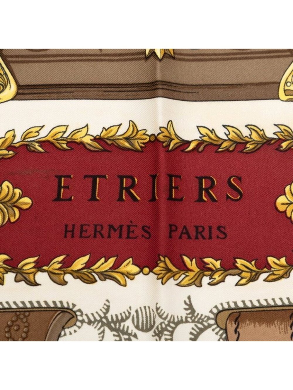Hermes Carre 90 Etriers Armor Horse Gear Scarf Red White Multi Silk - Picture 7 of 9